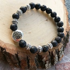 Lava rock oil diffuser lotus flower bead bracelet